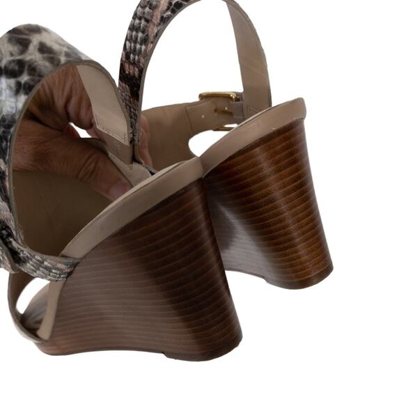 Cole Haan Philomina Python Snakeskin Wedge Heel Sandals Sz 7 - Picture 5 of 10